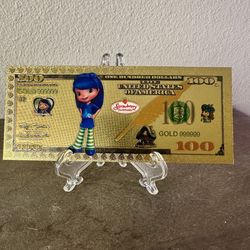 24k Gold Foil Plated Blueberry Muffin Strawberry Shortcake Banknote Cartoon Collectible 