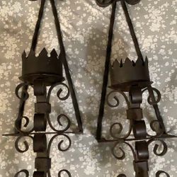 Heavy Wrought Iron Candle Holders 