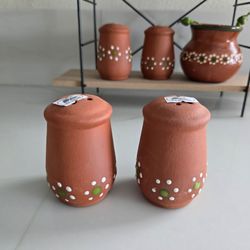 Clay Terracotta Salt and Pepper Shakers Set, Made in Mexico