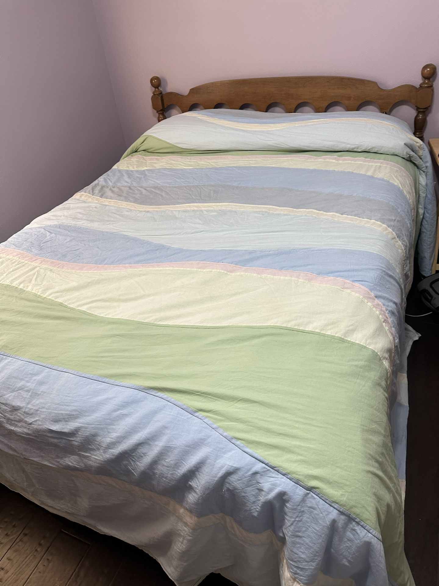 Double/Full Bed, Box springs, Frame, Mattress And Headboard.