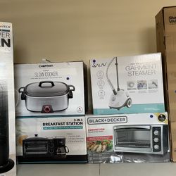Package Deal. Slow Cooker, Breakfast Station, Convection Oven, Garment Steamer, Vacmop, Tower Fan
