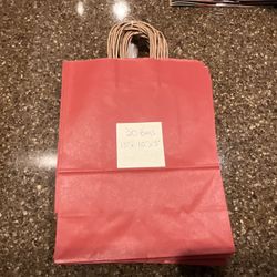 20 Craft Paper Bags With Handles.   ( 13”x10”x5”).   