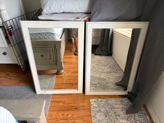 2 White Framed Mirrors 34x22