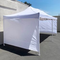 (NEW) $225 Heavy Duty 10x20 ft Canopy with (4 Sidewalls), Outdoor Patio Pop Up Tent Gazebo, Blue/White