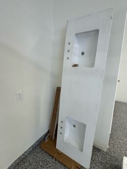 White Double Sink Bathroom Vanity Top