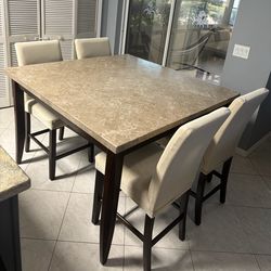 Square Marble Top Kitchen Table 4 Chair Set