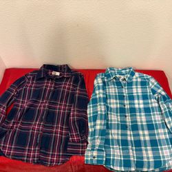 Girls set of 2 flannels kids size Small 7 - winter long sleeve top - Simi Valley 