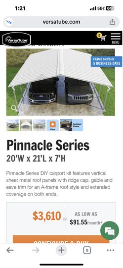 20x21 Verse Tube Car Port