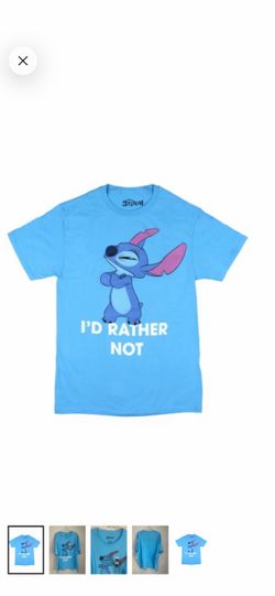 Disney Stitch "ID RATHER NOT" Short Sleeve Tee - Light Blue size 3XL