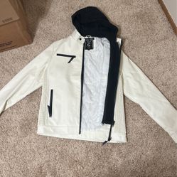 Fried denim White Faux Leather Jacket L