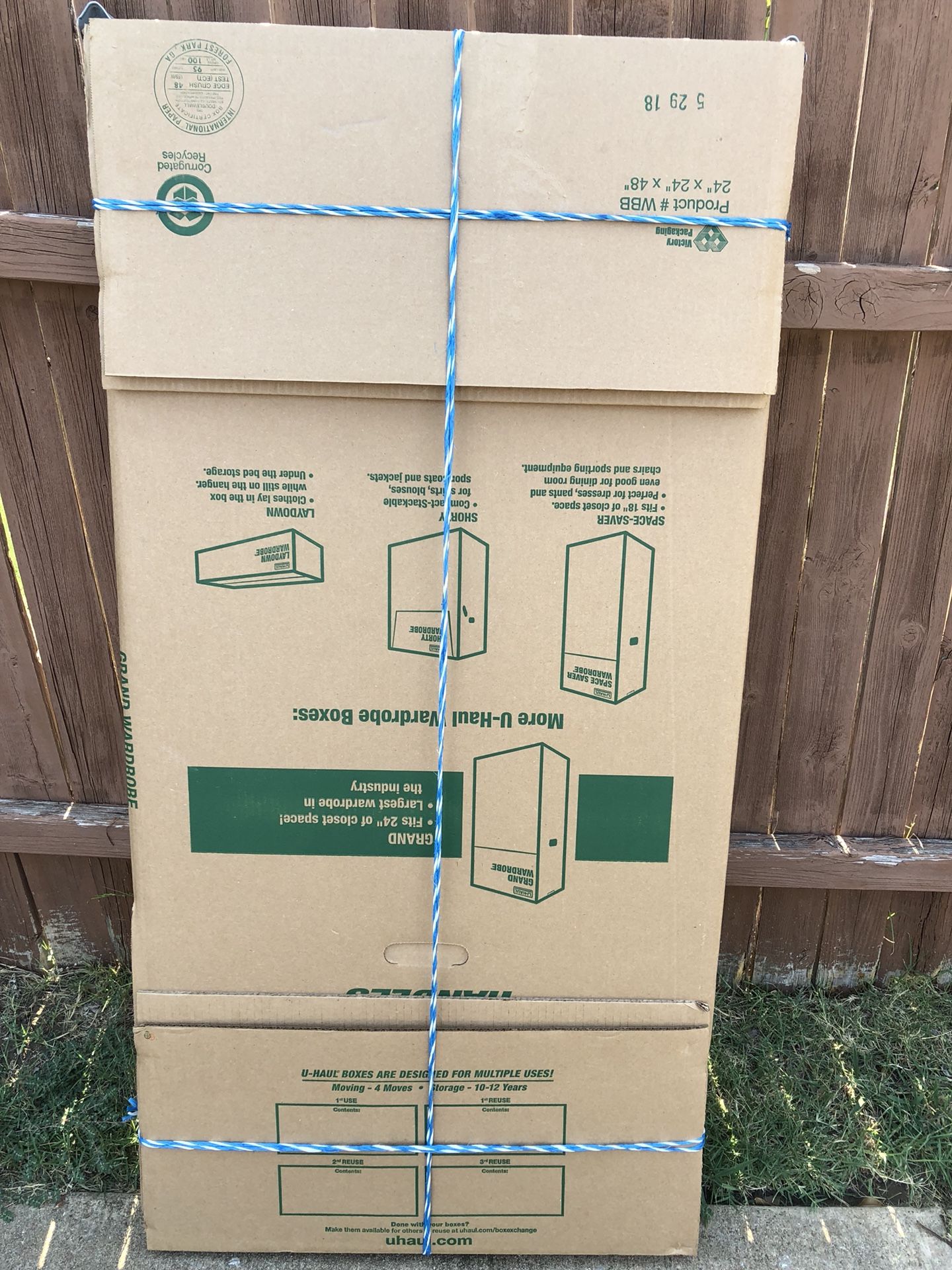 Shipping boxes - Uhaul Grand wardrobe box $10, Never used