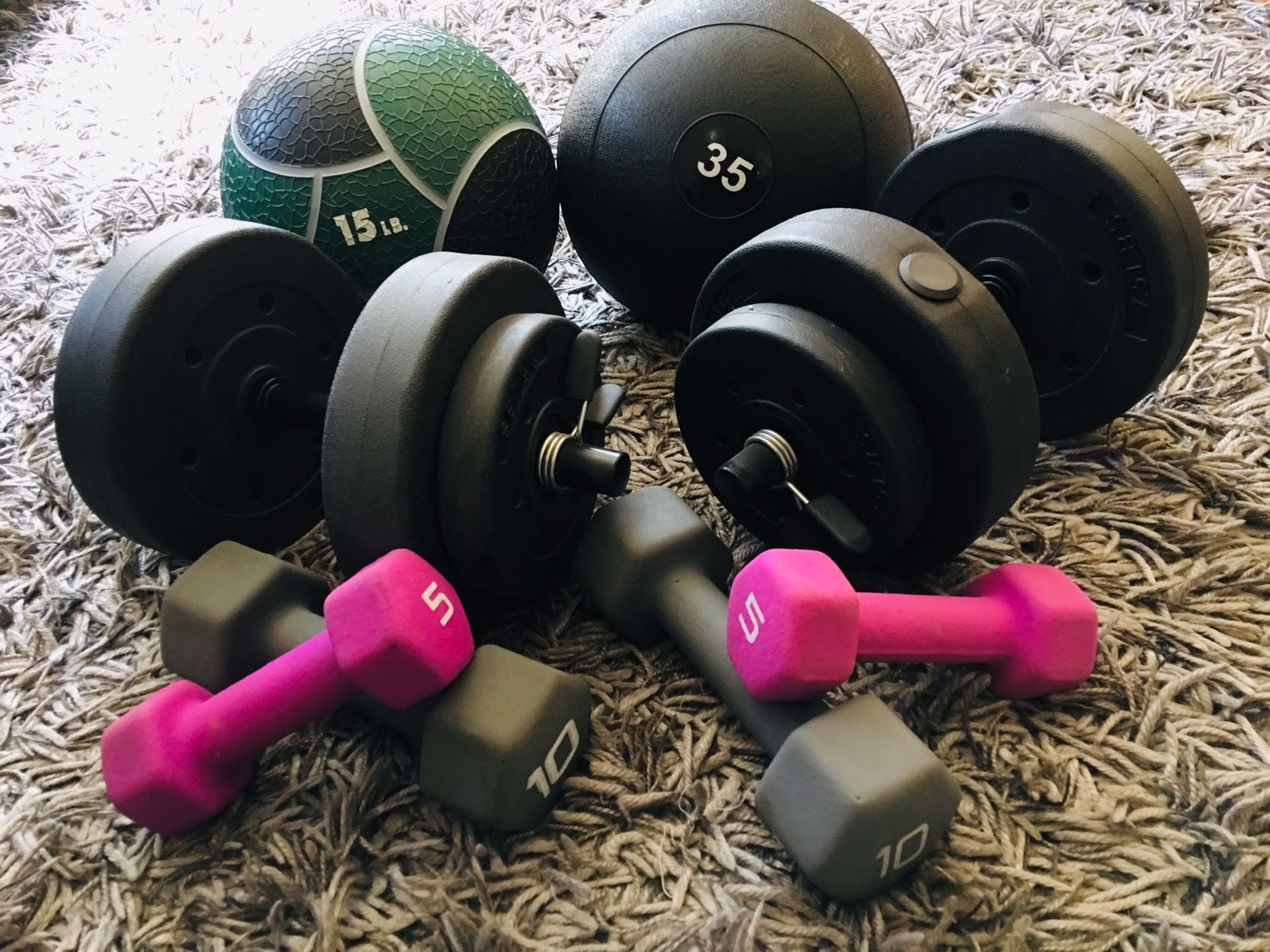 Workout Equipment- weights and weighted balls