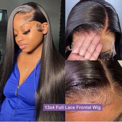 Brazilian Straight Virgin Human Hair 13x4 Full Lace Frontal Wigs Invisible 0.1mm Ultra-thin Frayed Ends Lace Front Wig Tiny Knots 24inch 180% Density