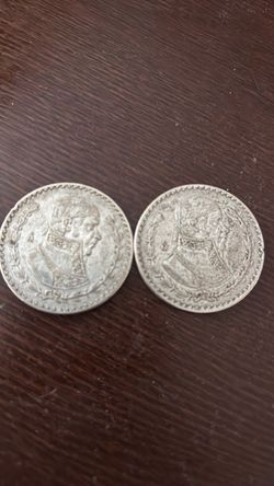 Two Mexican Silver Peso Coins