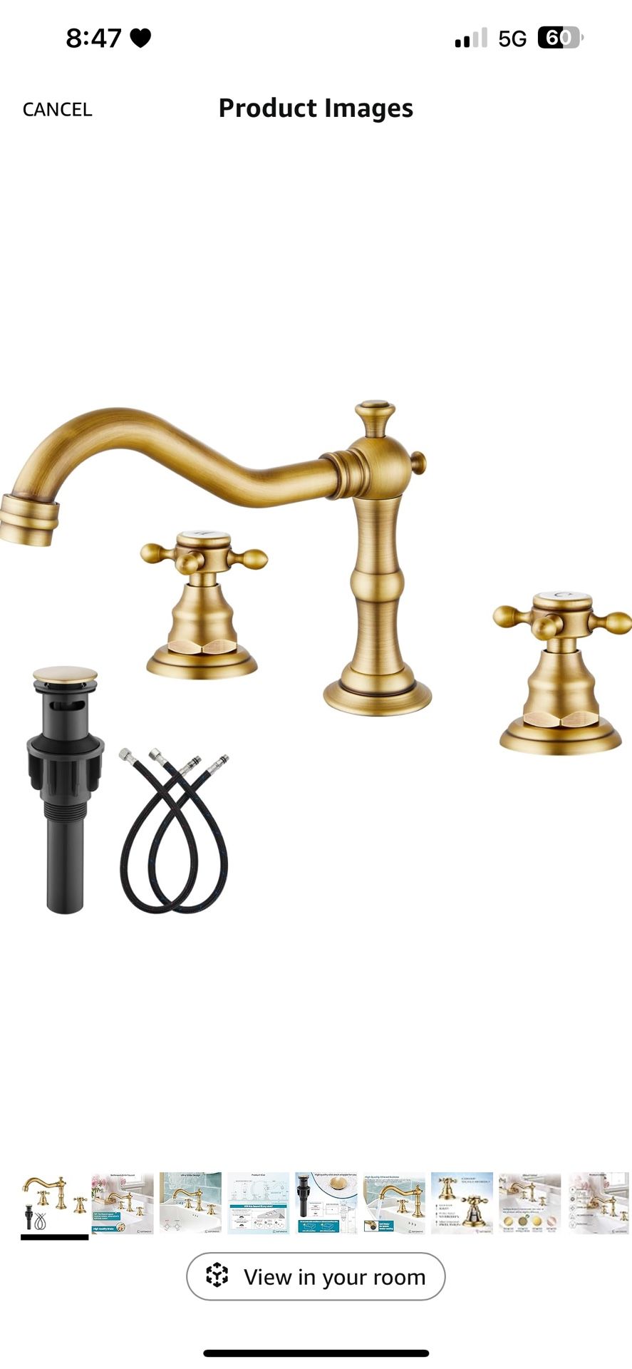 Antique Brass Widespread Double Cross Knobs Two-Handle Mixing Tap 3 Hole with Pop Up