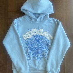 Spider white and blue rhinestone hoodie Size Small