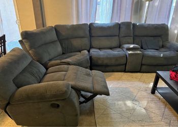 Gray Fabric Reclining Sectional Sofa