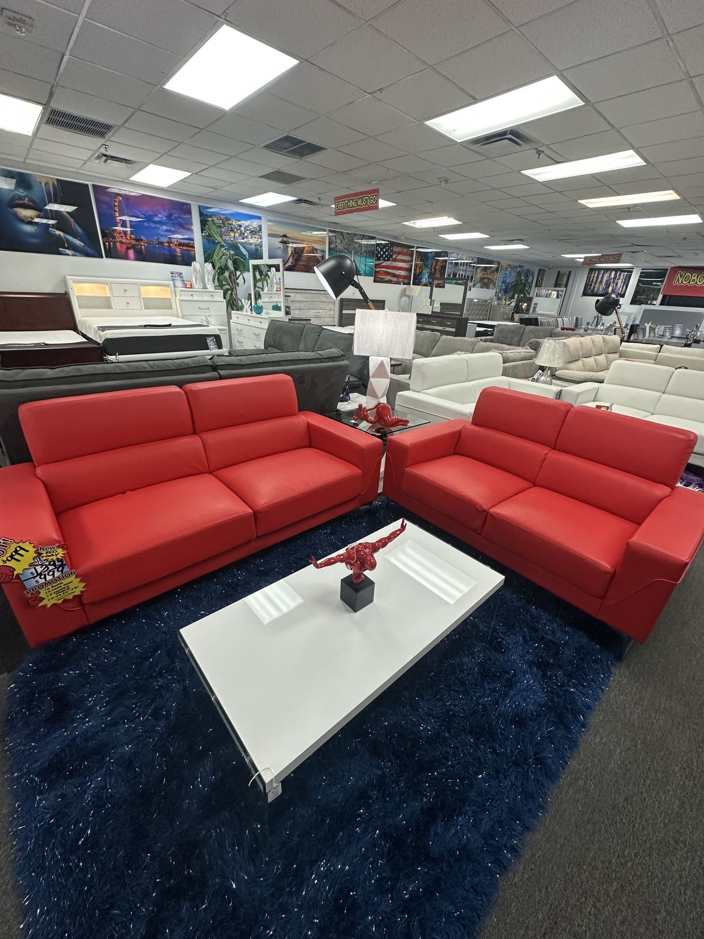 Sofa & Love Seat With Free Coffee Table And 55ββ 4k Tv πΊ Valentines Day Sale β€οΈπΉBright Red Sofa ποΈ