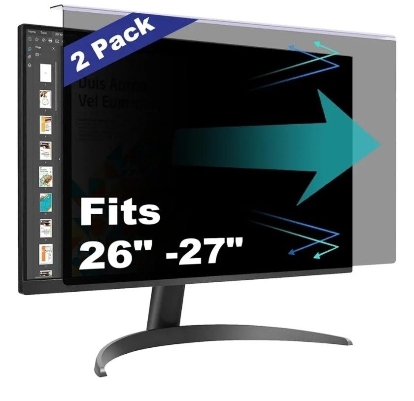 New [2 Pack Computer Privacy Screen Shield Compatible for 26/27 Inch 16:9 Widescreen Desktop Monitor - Anti Glare & Blue Light Filter - Hanging 