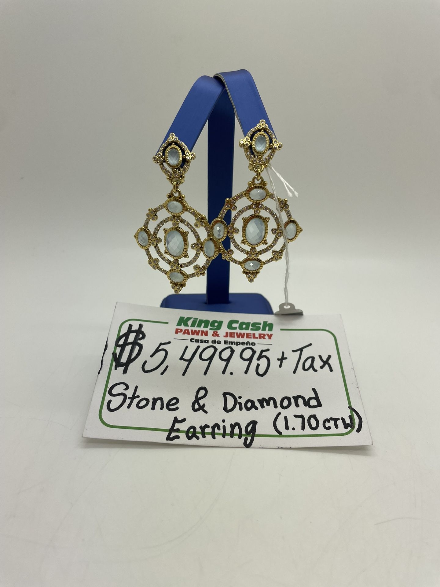 18KT YG STONE & Diamond Earring