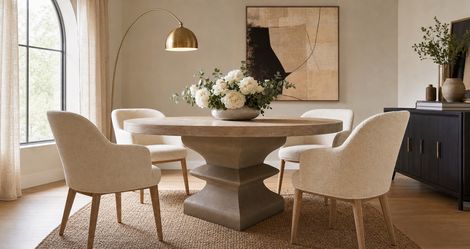 Statement-piece round pedestal dining table — $475