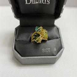 Gold Multi Colored Stone Ring Size 6