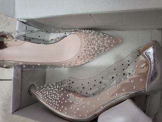 Clear stilettos  with  rhinestone
