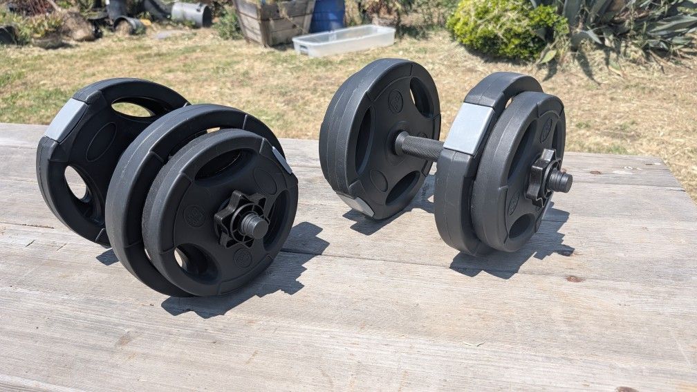 Adjustable Dumbbell Pair - 60 lb Set (4x 5 lb & 4 2.5lb) with 4 Plates Each