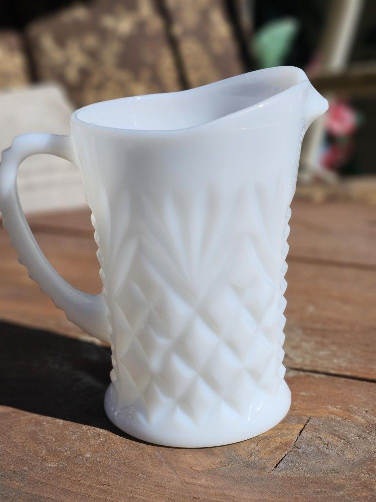 Anchor Hocking White Milk Gkass Creamer/Pitcher