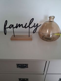 Family Word Sign on Wood Stand
