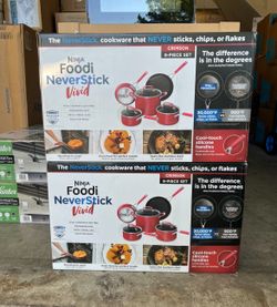 Ninja Foodi NeverStick Vivid Pots and Pans Set Crimson Red