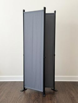 3-Panel Gray Fabric Room Divider
