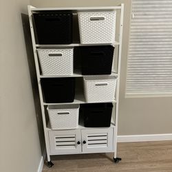 White Farmhouse Style Shelving Unit