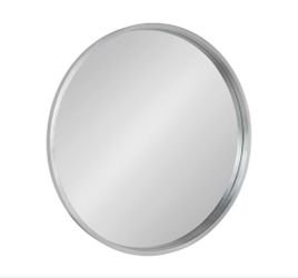 Kate and Laurel Travis Round Wood Wall Mirror, 31.5" Diameter, Silver, Chic Glam Wall Décor Accent