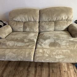 Gently Used Tan Suede Couch No Stains Reclines 