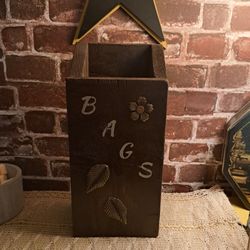 Handcrafted Wooden Bag Dispenser And Storage