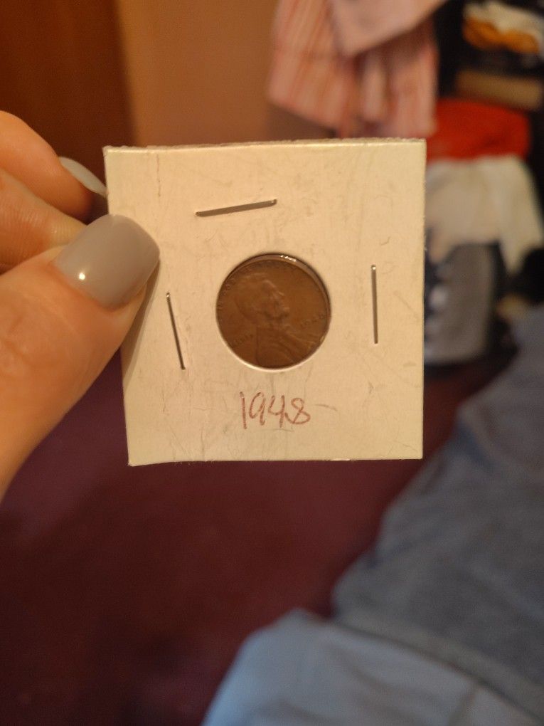 1948 Lincoln Wheat Penny – One Cent – Vintage U.S. Coin in Holder