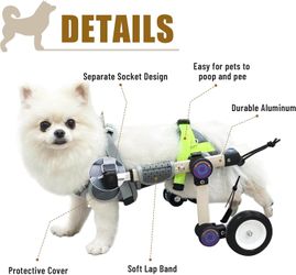 Dog Adjustable Mobility Cart for Back Legs 11 to 17 Pounds