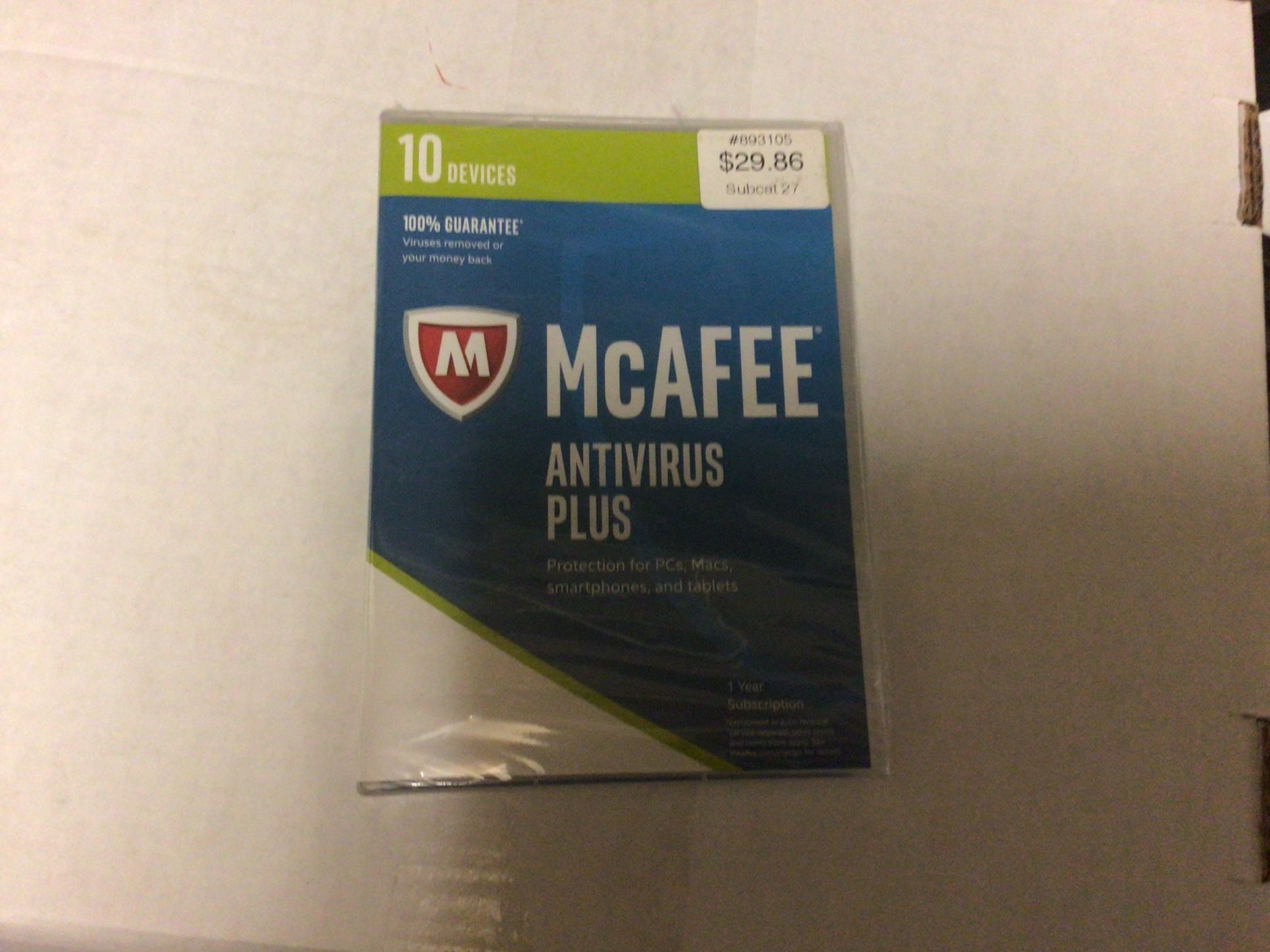 Mcafee Anti Virus Software New Unused Sealed.