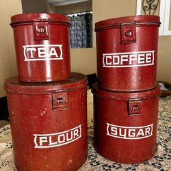 Vintage Tin Nesting Canister Set 
