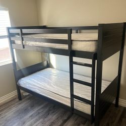 Twin Bunk Bed With Matteress Espresso 