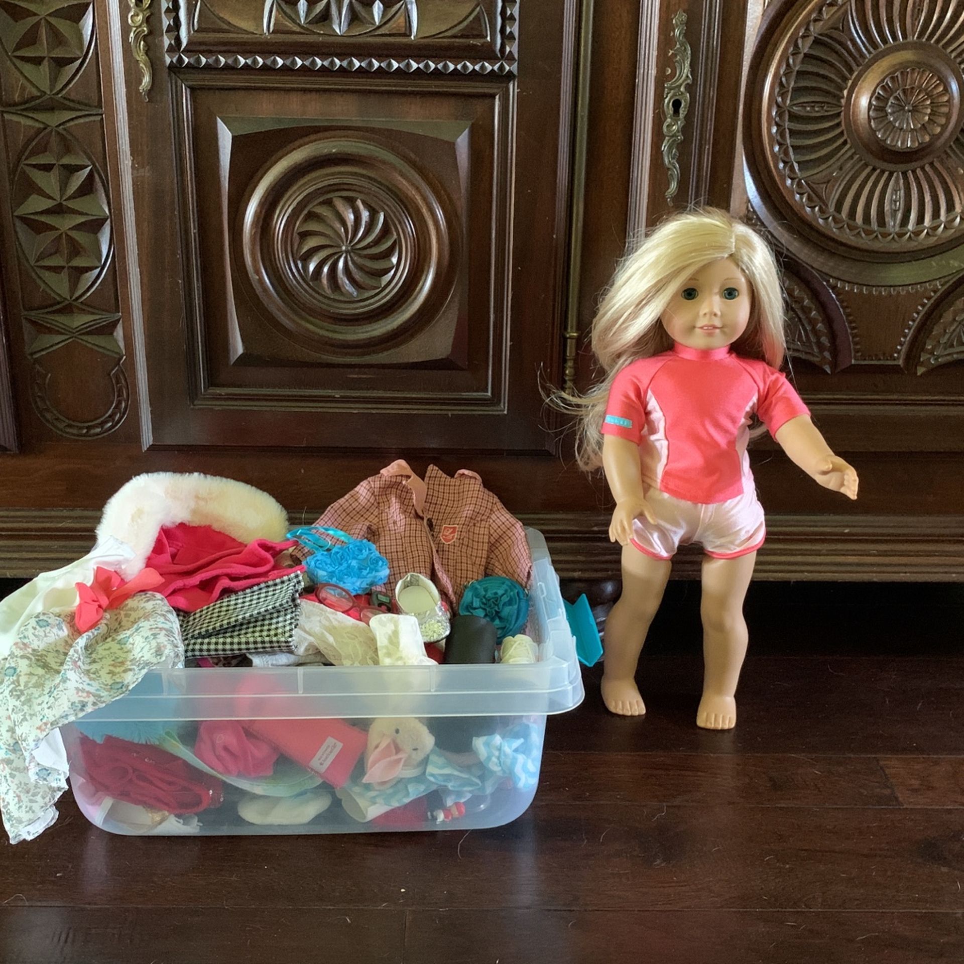 American Girl Doll and Box of Accessories 