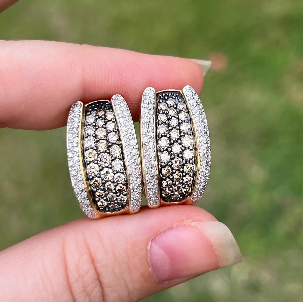 Huge Natural 8+ct Diamond Earrings 14k Gold - New - Expensive Designer