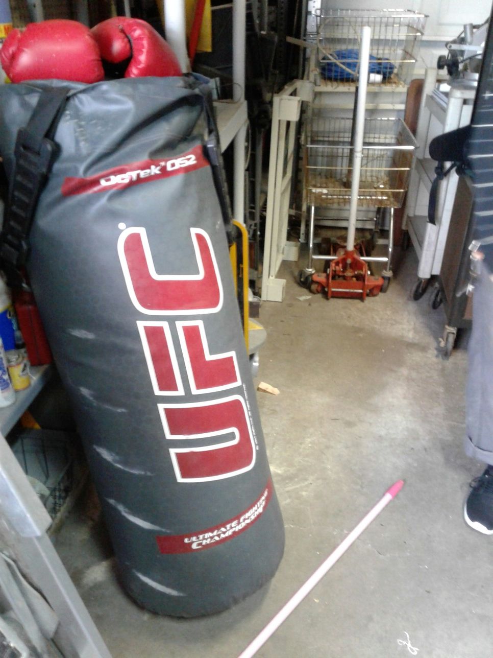 UFC punching bag with 2 Everlast gloves