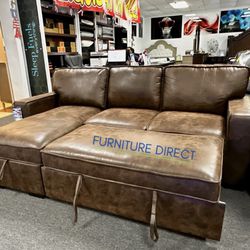 Beautiful Brown Leather Sleeper Sofa Sectional Couch Now 65% Off For Pre-Black Friday Sale