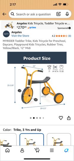 Angeles MYRIDER Toddler Trike Yellow/Black No-Flat Tires
