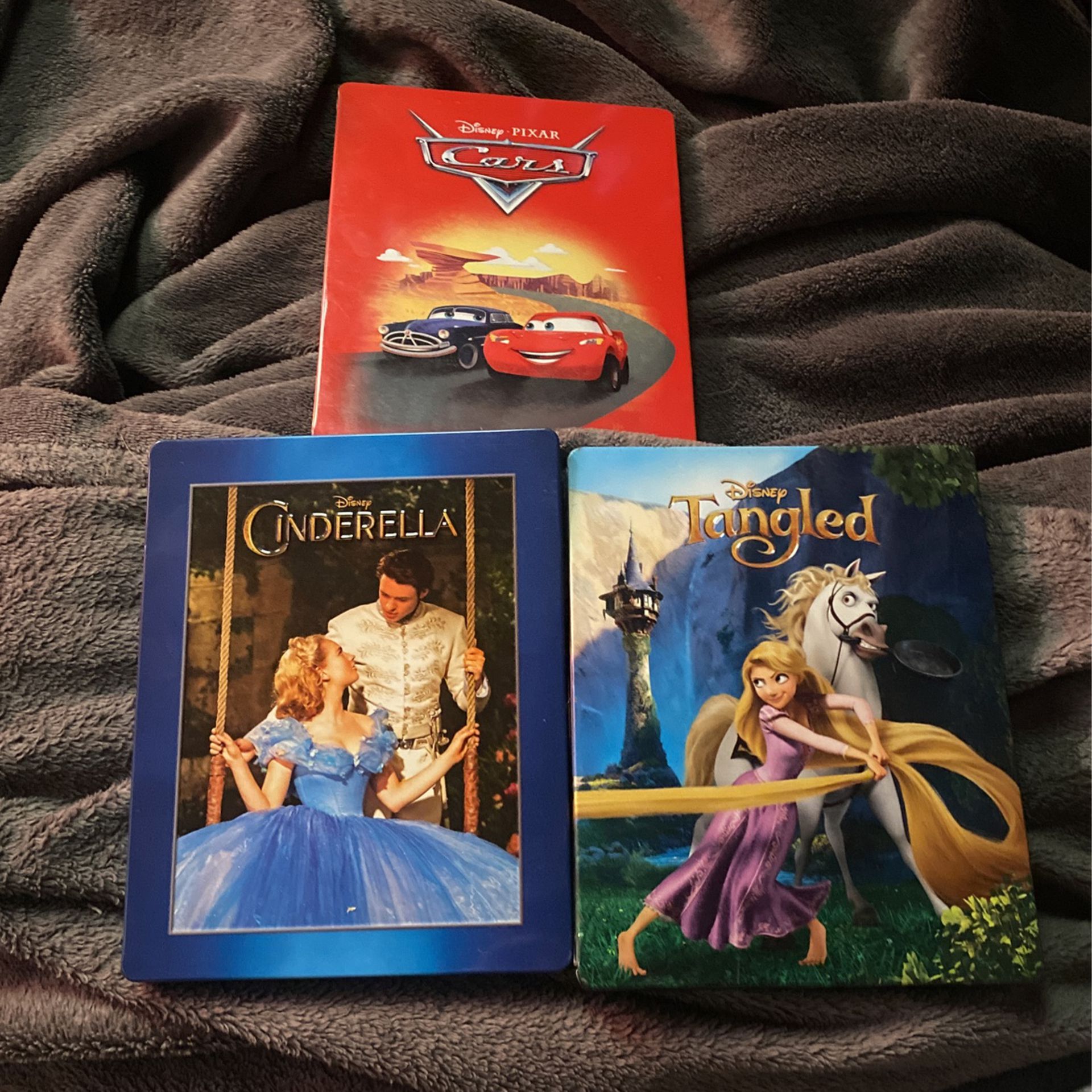 3 4k Disney Steelbooks (Tangled,Cinderella,Cars)