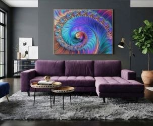 NEW SECTIONAL PURPLE VELVET 110x60