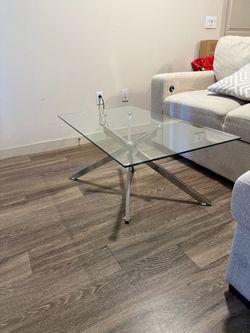 Glass Top Coffee Table with Chrome Base