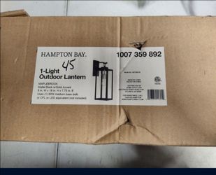 Hampton bay Maplebrook Outdoor Wall Sconce Light Fixture In Black With Gold Accented Light Bulb Base